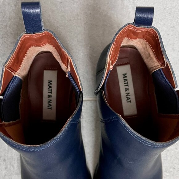 Matt & Nat Navy Blue Newman Vegan Leather Ankle Boot Size 6.5 (Chelsea Boot) - Picture 9 of 13